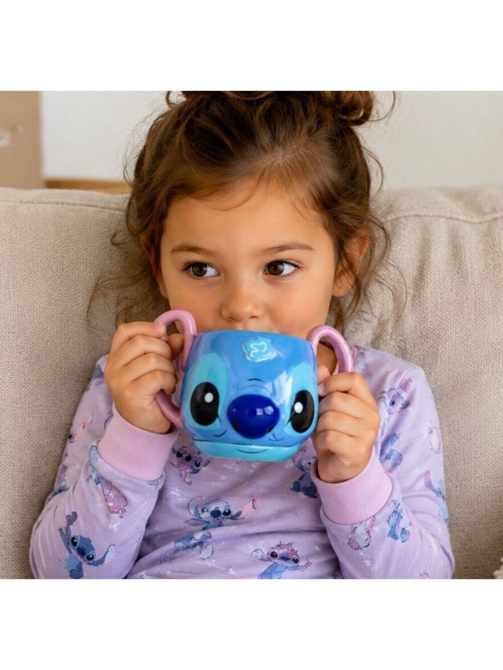 Disney Stitch 3D Ceramic Mug Pink Ear Handles Silver Buffalo Lilo & Stitch cup